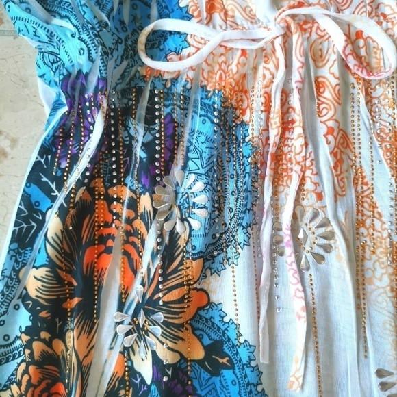 NWT Exist USA Sundress Beach Dress White Blue Coverup - Picture 9 of 11